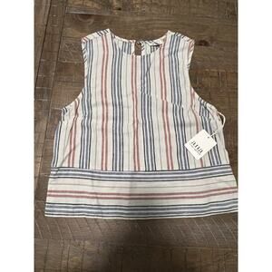 ANA Sleeveless Linen Blend Striped Top Extra Small NWT Travel Vacation Cruise
